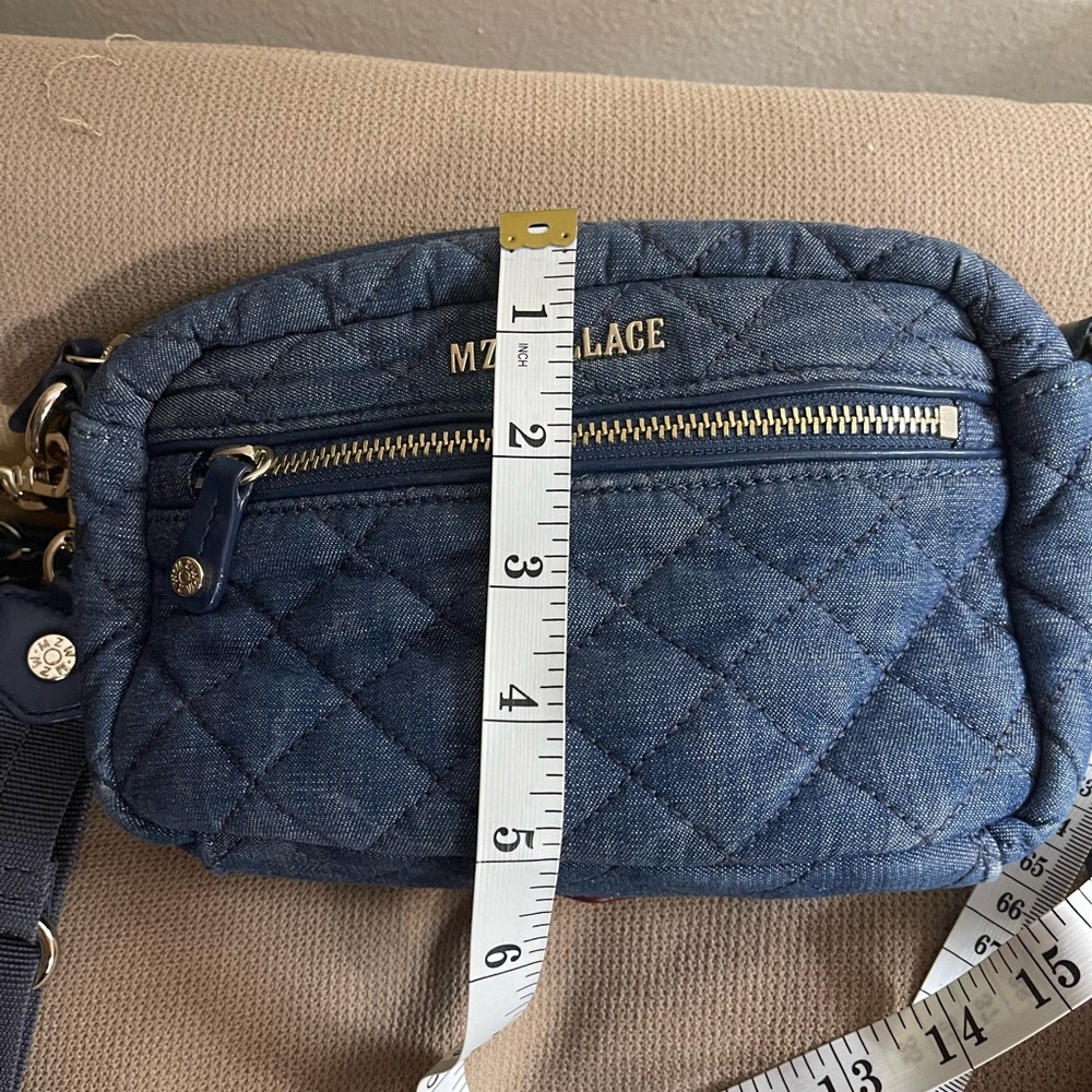 MZ Wallace Quilted Denim Mini Crosby Crossbody Bag - Denim Blue - Picture 8 of 10